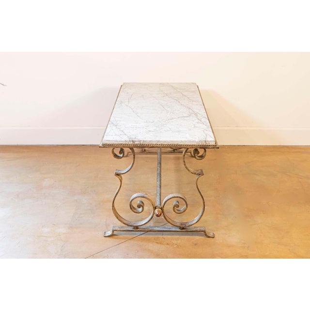 20th Century French Gilt Iron and Marble Coffee Table For Sale In Atlanta - Image 6 of 8