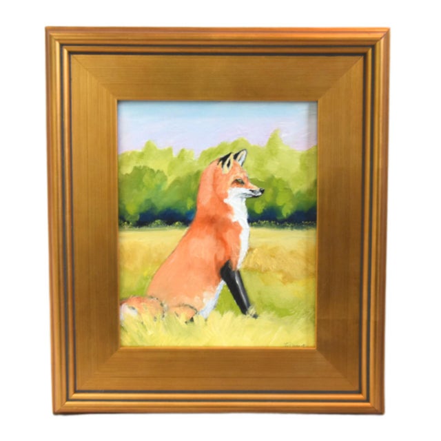 2020s Imprionist Red Fox Landscape Oil Painting For Sale - Image 5 of 5