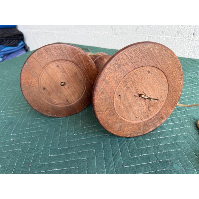 Vintage Mid-Century Sculptural Turned-Wood Table Lamps - Pair For Sale - Image 12 of 17