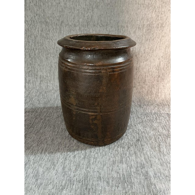 Brown Wood Himachal Pot, 1930s For Sale - Image 8 of 8