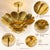 Handmade Brass Flower Ceiling Light, 3 Tier Hammered Floral Chandelier, Art Deco Lotus Semi Flush Mount, Luxury Brass Ceiling Fixture 28 Inches For Sale - Image 4 of 15