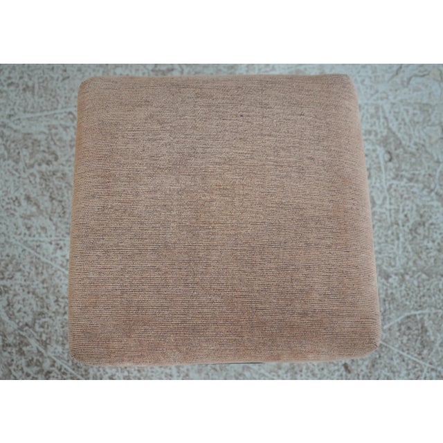 Art Deco Art Deco Style Upholstered Swivel Ottoman on Ebonized Base For Sale - Image 3 of 9