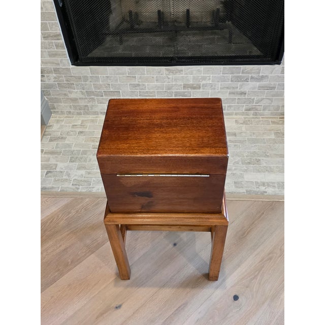 19th Century English Victorian Era Mahogany Apothecary Travel Chest Box on Stand With Glass Jars For Sale - Image 11 of 18