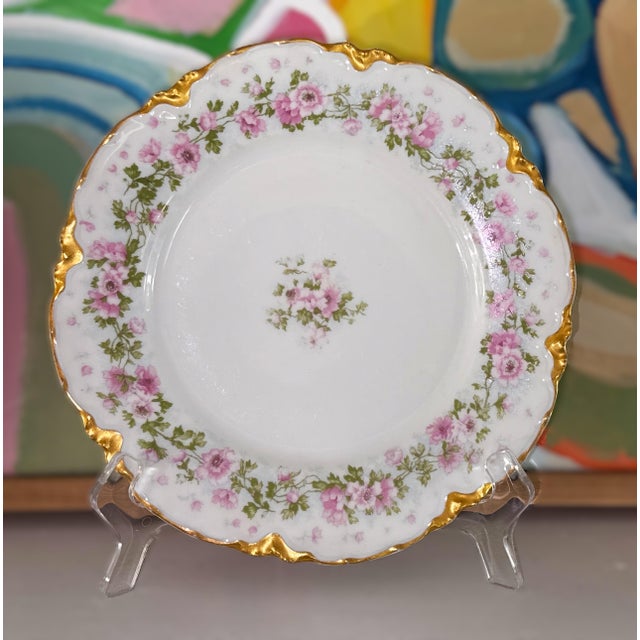 French Early 20th Century Elite Works French Limoges Porcelain Floral Plate For Sale - Image 3 of 9