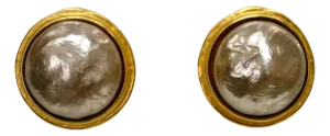 1980s Karl Lagerfeld Baroque Glass Pearl Matte Gold Plated Taupe Earrings, 2 Pieces
