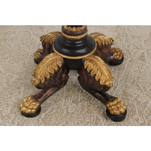 Gold Italian Style Pietra Dura Inlaid Marble Top Center Table For Sale - Image 8 of 16