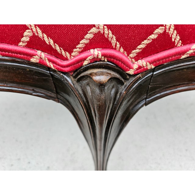 Red Red and Gold Upholstered Bench For Sale - Image 8 of 14