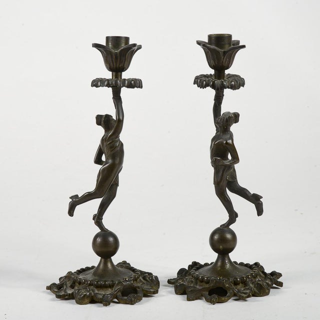 1950s Bronze Candleholders, Set of 2 For Sale - Image 5 of 9