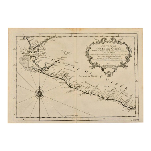 West Coast of Africa; Bellin 18th Century Map, 1780 For Sale