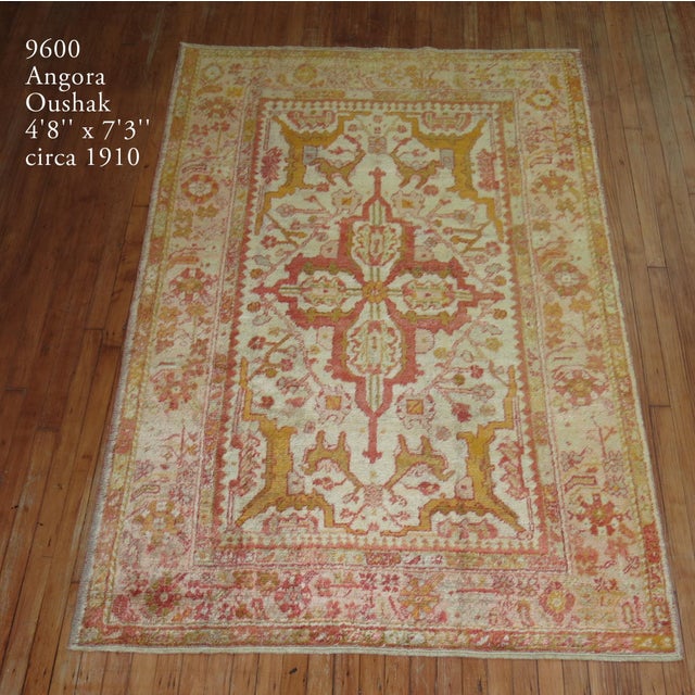 Ivory Antique Angora Oushak Rug - 4'8" x 7'3" For Sale In New York - Image 6 of 6