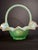 Vintage Fenton Green Opalescent Carnival Hobnail Glass Basket Ruffled Iridescent 10" For Sale - Image 9 of 16