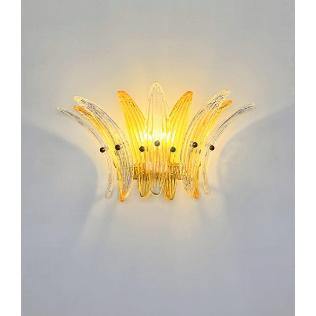 Glass Sconce Palmette- Double Color – Clear and Amber Glass For Sale - Image 7 of 10