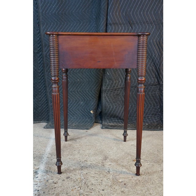 Antique Early 19th C. American Federal Mahogany Carved Work Table Nightstand For Sale - Image 16 of 17