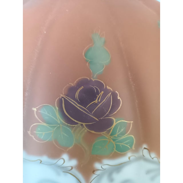 Glass Large Vintage Puffy "Oxford" Table Lamp Shade 14" Diameter For Sale - Image 7 of 14