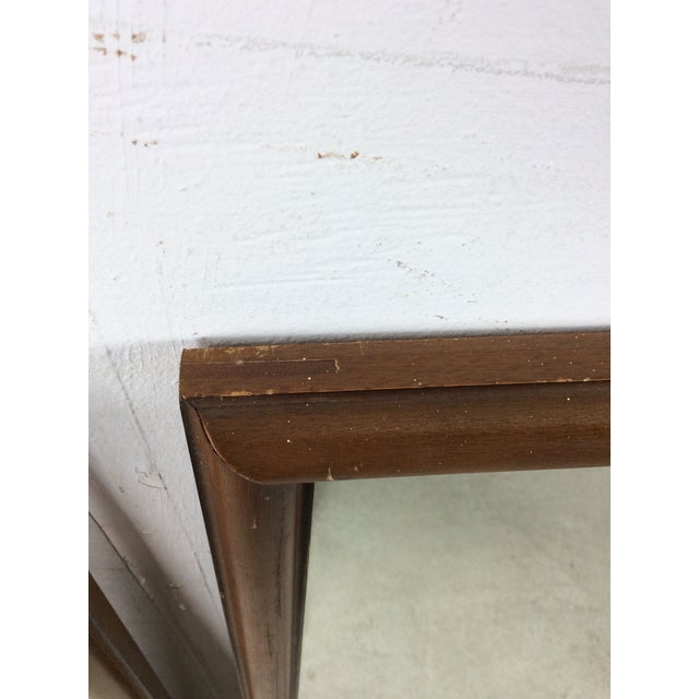 Pair of Mid Century Modern Rectangular Wall Mirrors With Thin Walnut Frame For Sale - Image 4 of 18