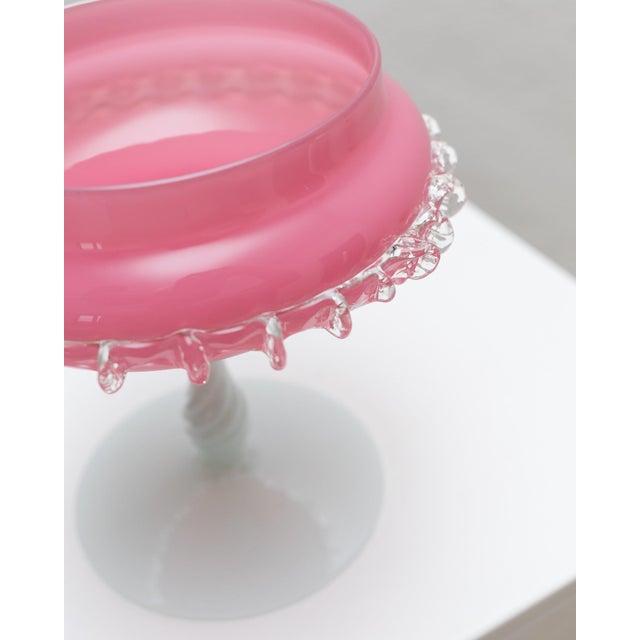 Pink Empoli glass vintage bowl - Mid Century in its most beautiful form. The bulbous pink bowl with the delicate base made...