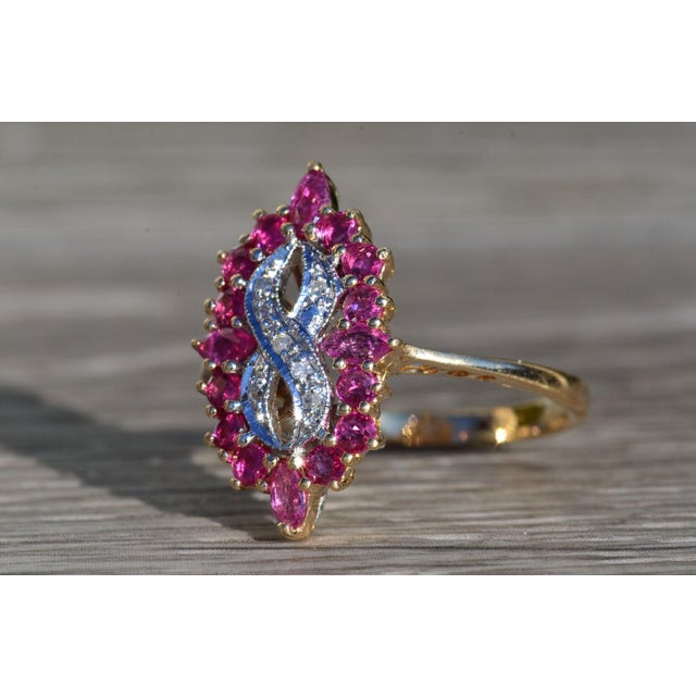 1980s The Luttrell: Ladies Yellow Gold Diamond and Ruby Ring For Sale - Image 5 of 11