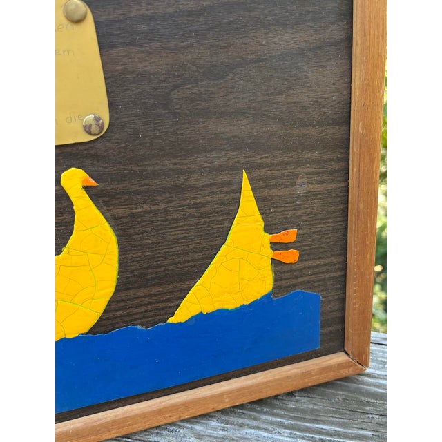 Mid 20th Century German Folk Art Duck Painting on Wood For Sale - Image 4 of 5