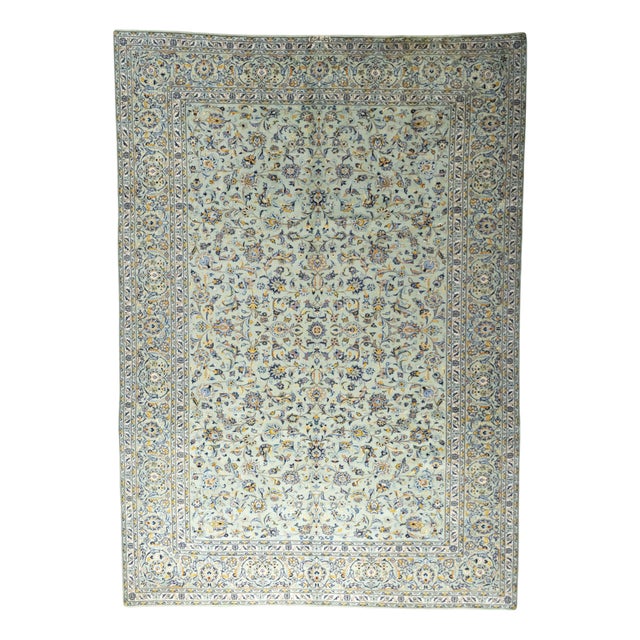 Hand-Knotted Kashan Cork Rug in Wool For Sale