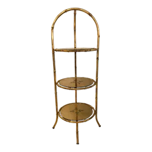 Hollywood Regency Style Faux Bamboo Églomisé Glass Three-Tier Ètagerè / Stand