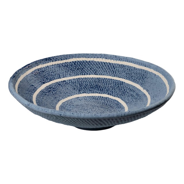 Blue Organic Basket Pattern Ceramic Plate For Sale