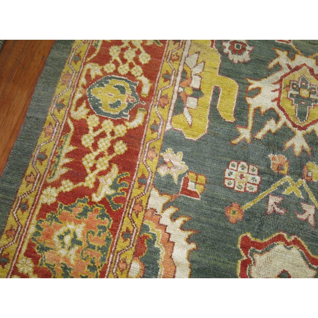 Square shape one of a kind Turkish wool Oushak Rug . 100 % vegetable dyed wool.