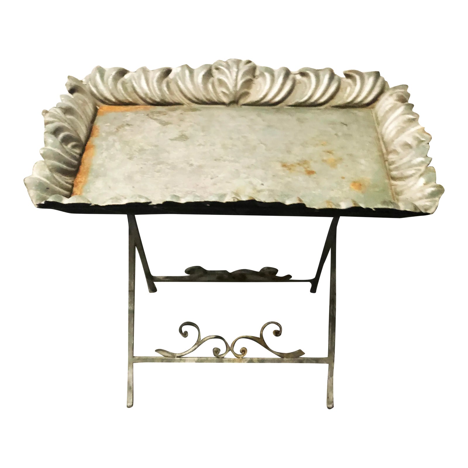 1950s Vintage BaroqueStyle Metal Folding Tray Table Chairish