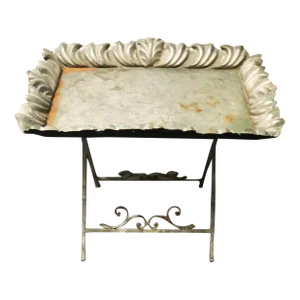 1950s Vintage Baroque-Style Metal Folding Tray Table