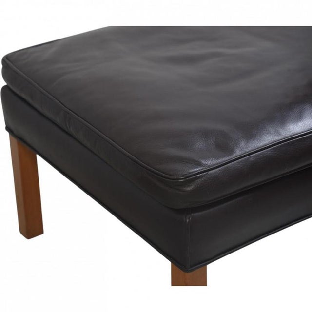 Set of Wing Chair with Ottoman in Black Leather by Børge Mogensen, 1990s For Sale - Image 15 of 18