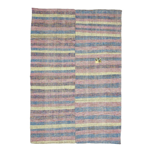 Vintage Striped Turkish Rag Rug For Sale