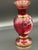 Ruby Red Mary Gregory–Style Enamel Vase With Gold Trim For Sale - Image 4 of 7