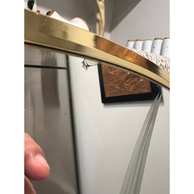 Glass Vintage Postmodern 1980s Windsor Circle Wall Mirror Brass Flowers Vase 80s Richard Sandoval For Sale - Image 7 of 7