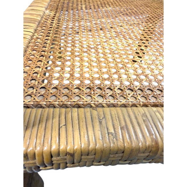 Wood Pair Rattan & Caning Side Tables With Shelf For Sale - Image 7 of 7