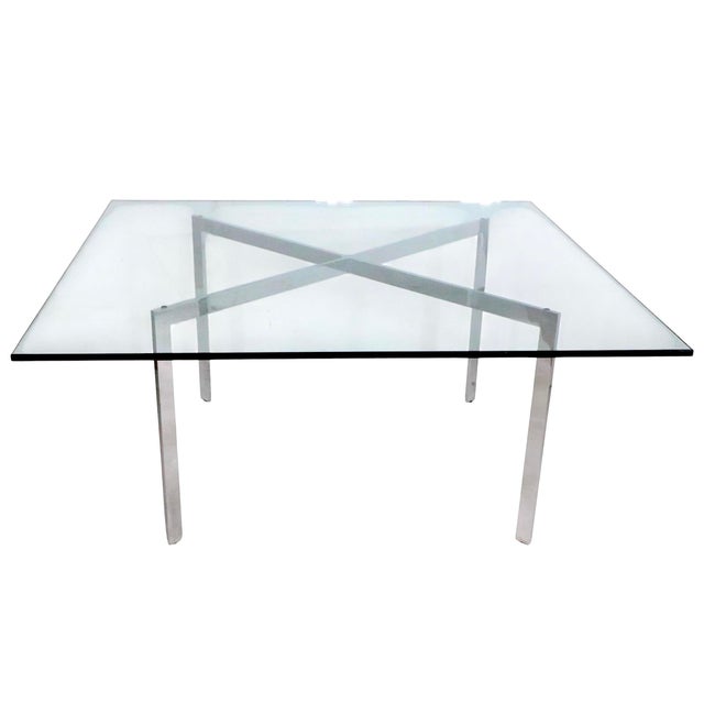 Mid-Century Modern Iconic Barcelona CoffeeTable Designed by Mies Van Der Rohe Made in Italy C 1970's For Sale - Image 3 of 13