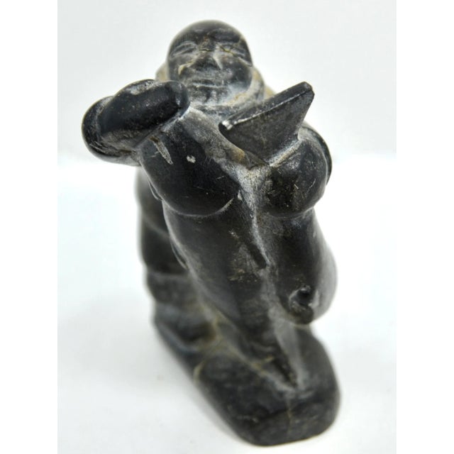 Figurative Jimmy Inaruli Arnamissak (Inuit, 1946-2003) - Soapstone Carving of Figure With Fish For Sale - Image 3 of 9