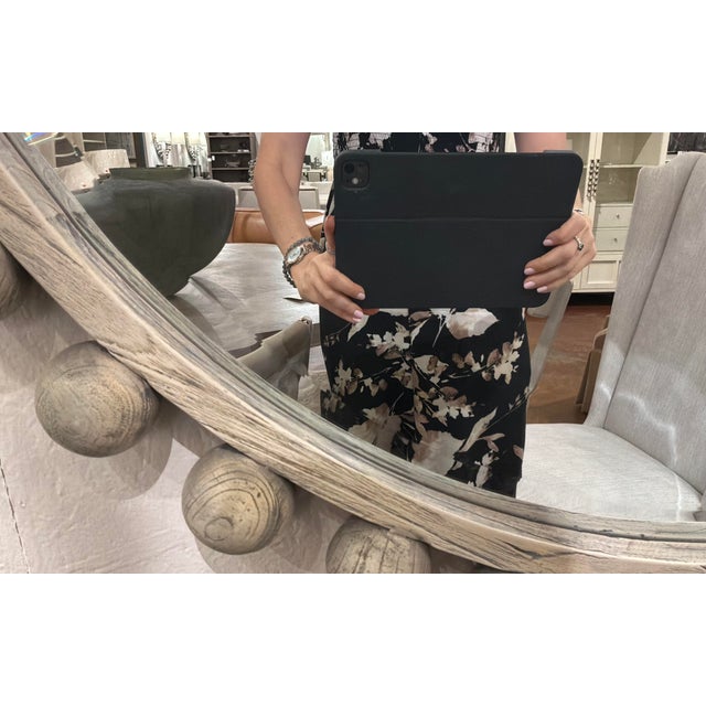 2020s Organic Modern Aged Ivory Finished Wood Bal Cyra Wall Mirror For Sale - Image 5 of 5