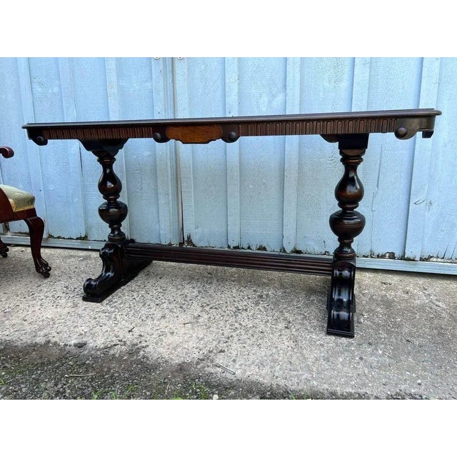 Mid 20th Century Vintage Jacobean Style Library Table Console Table For Sale - Image 11 of 11