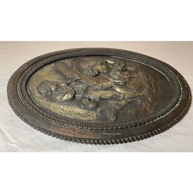 Bronze Antique 1800's Solid Bronze Relief Wall Plaque Art Animal Figural Scene Statue For Sale - Image 8 of 10