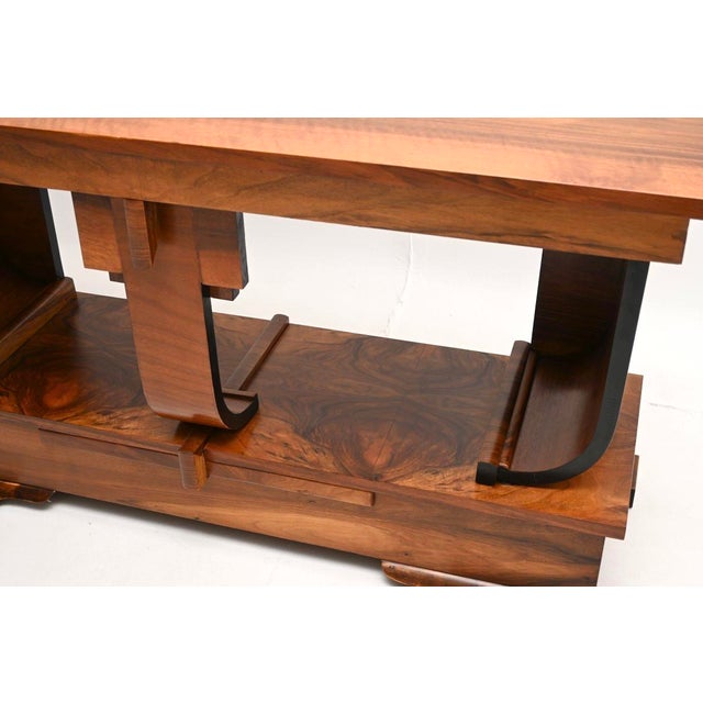 Art Deco Figured Walnut Console Table, 1930 For Sale - Image 9 of 11