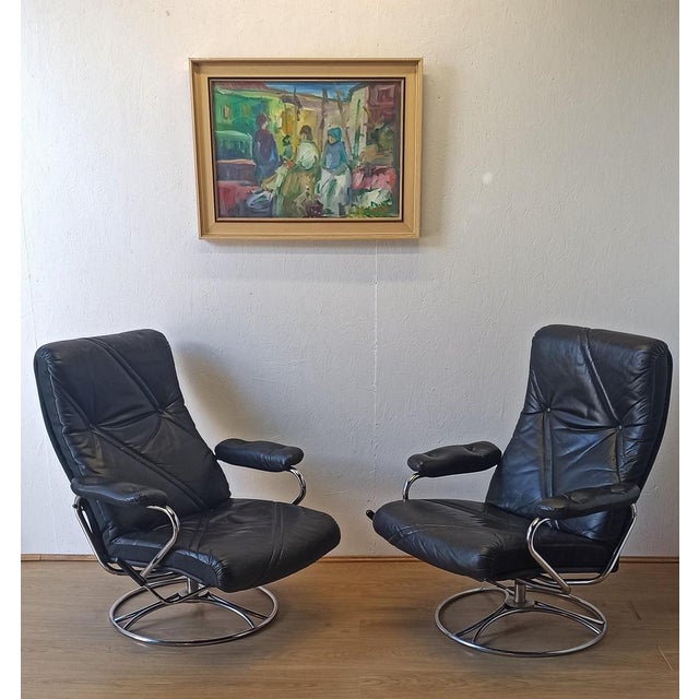 Scandinavian Leather Armchair, 1970s For Sale - Image 15 of 18
