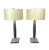 Pair Mid-Century Modern aluminum table lamps, French, ca. 1960's, with new hand-sewn custom-made, laced shades, 33 inches...