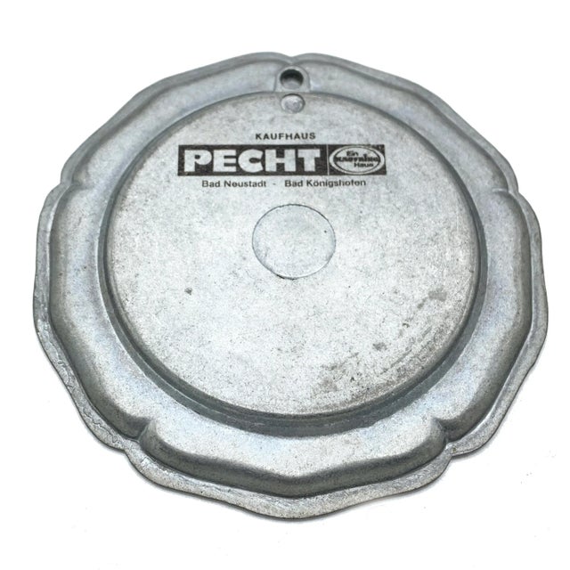 Mid-Century German Pewter and Floral Ceramic Coasters - Set of 9 For Sale - Image 4 of 5