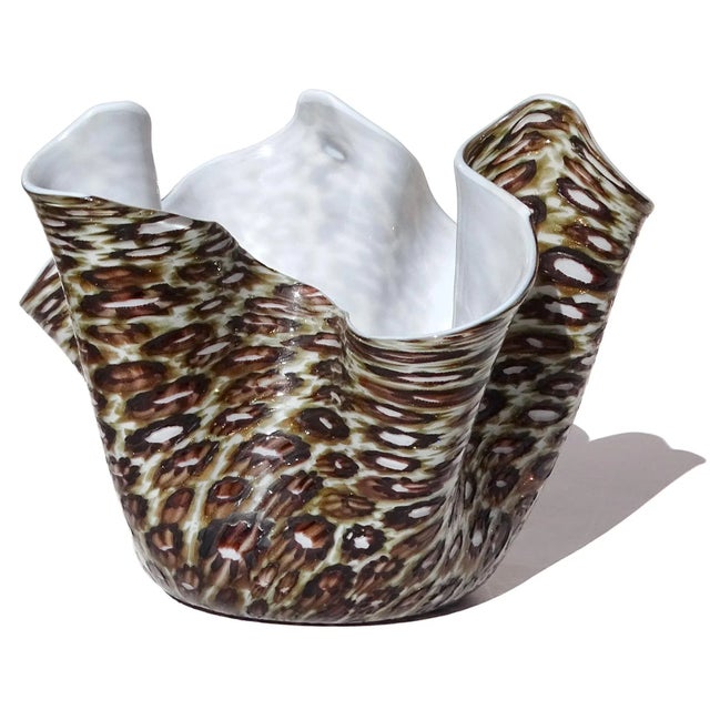 Mid 20th Century Vintage Murano Fratelli Toso Aventurine Millefiori Stars Italian Art Glass Fazzoletto Vase Sculpture For Sale - Image 5 of 6