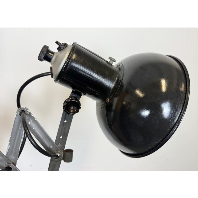 Industrial Black Enamel Scissor Wall Lamp, 1950s For Sale - Image 13 of 18