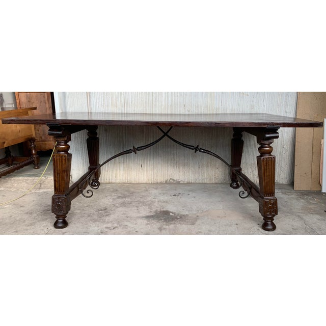 Mid 19th Century Mid 19th Century Spanish Walnut Fratino Dining Table For Sale - Image 5 of 13
