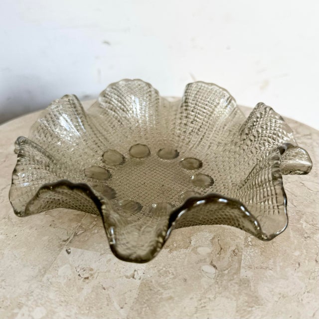 Mid-Century Modern Vintage Smoked Glass Dish/Catchall For Sale - Image 3 of 7