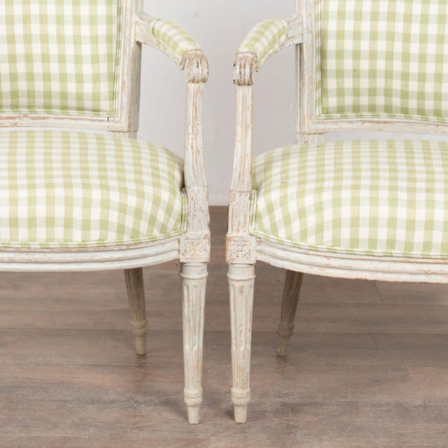 Pair Late 19th Century Swedish Gustavian Gray Painted Armchairs For Sale - Image 15 of 16