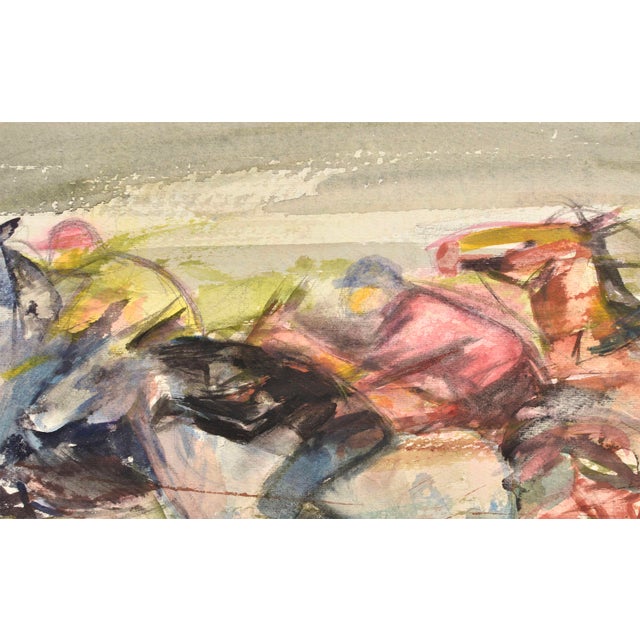 Albert Goltjakov, Horse Race at the Hippodrome, 1966, Watercolor For Sale - Image 3 of 5