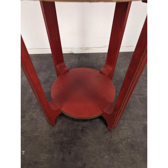 Art Deco Red Lacquered Side Table with Glass Top, 1930s For Sale - Image 6 of 7