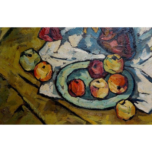 1990s Oil Painting Flowers and Apples Kublik Mikhail Alekseevich For Sale - Image 4 of 12